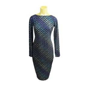 ASOS backless midi pencil black blue glitter sparkle dress women’s sz 10